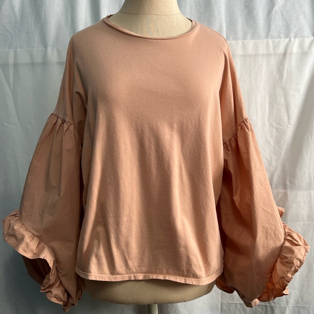 Zara Trafaluc Balloon Sleeve Top - Size Small